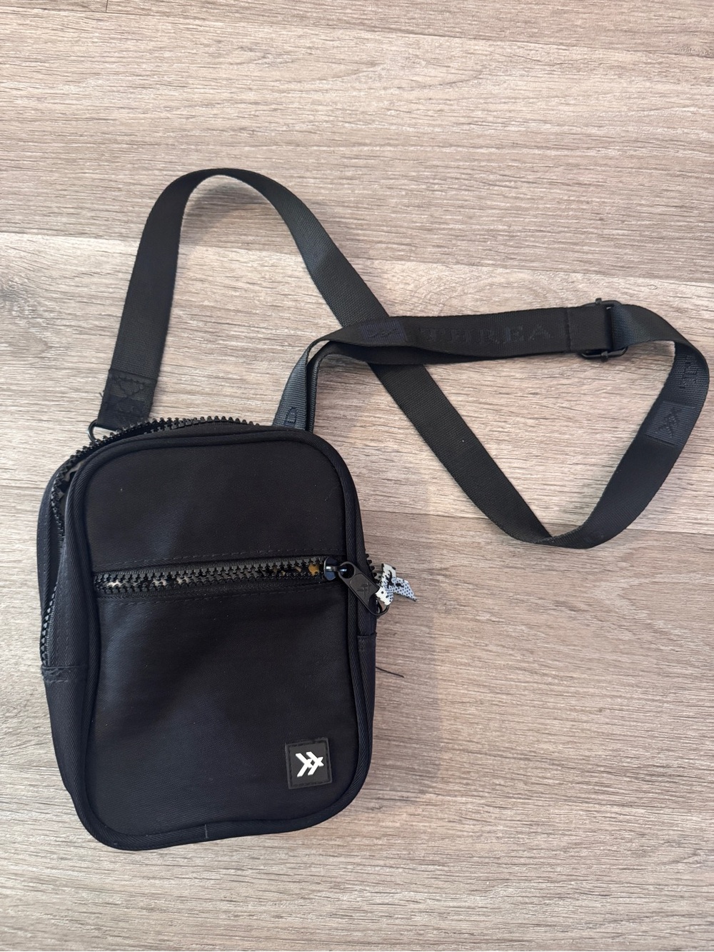 Thread Wallet Black Crossbody Bag with Adjustable Strap